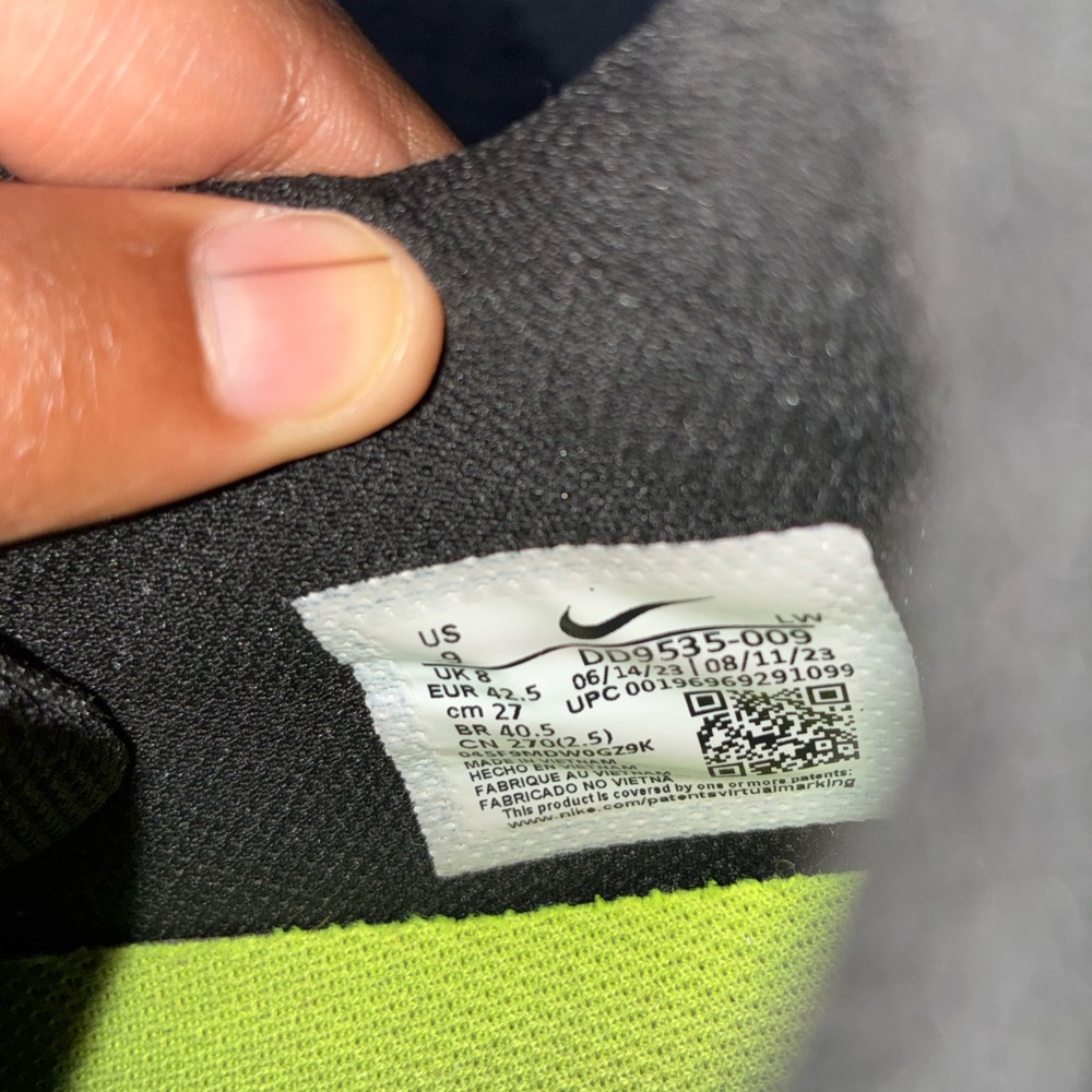 Nike Black and Lime Green Athletic Shoes